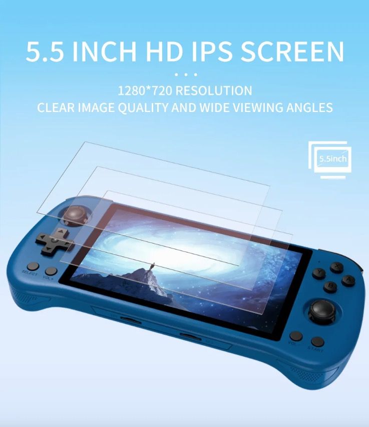 POWKIDDY X55 Handheld Game Console Retro Gaming 5.5 Inch Screen IPS Display RK3566 Processor Gaming on the Go