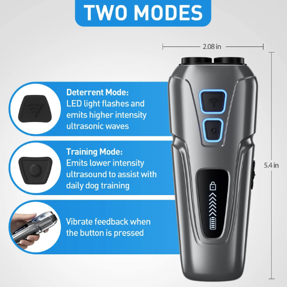 Ultrasonic Dog Repeller with LED Flashlight Portable Anti Barking Solution Humane Dog Training Device