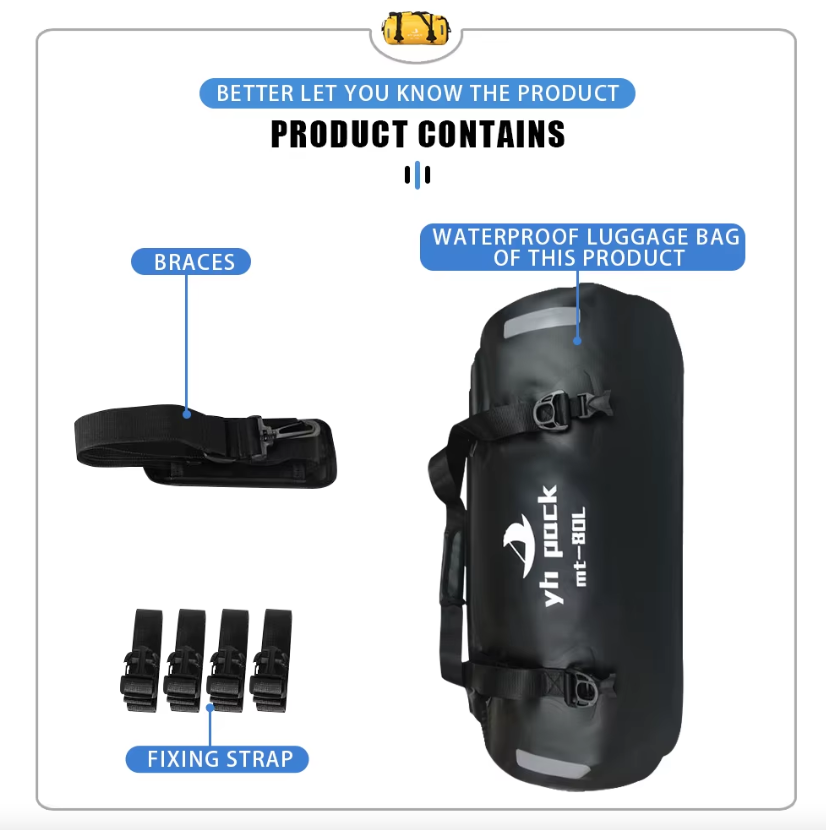 Motorcycle Bag Waterproof MTB Bike Trunk Bag Rear Travel Luggage Carrier Portable Saddle Seat Cycling Acessoriy 40L/80L